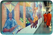 Incarcer-art-ed: A Mural Arts Program prison  initiative 
has made the walls behind bars --  and maybe juvenile 
deliquents' futures -- brighter.  