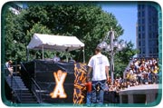 LOVESICK: Kerry Getz scribbled a note -- Philly Has No Love -- on his shirt for the crowd at City Halls X Games contest last week.